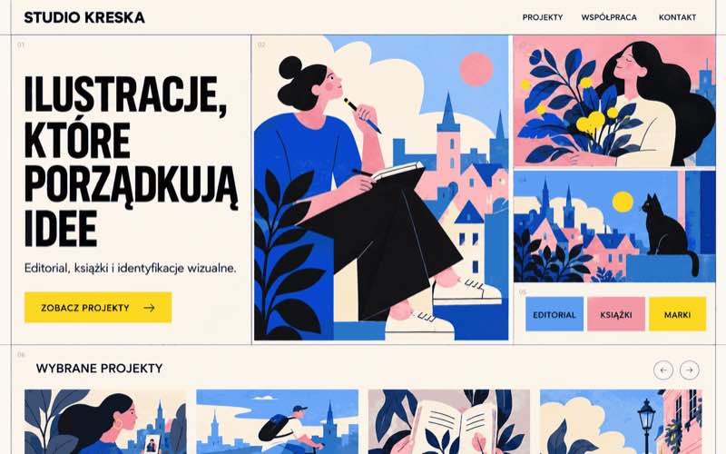Przykładowy projekt modularnego portfolio ilustratorki