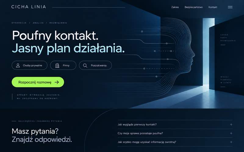 Koncepcja strony biura detektywistycznego — nowoczesny kierunek cyfrowy