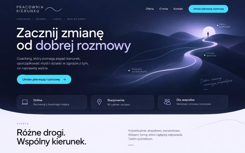 Koncepcja strony coacha lub coachki — nowoczesny kierunek cyfrowy