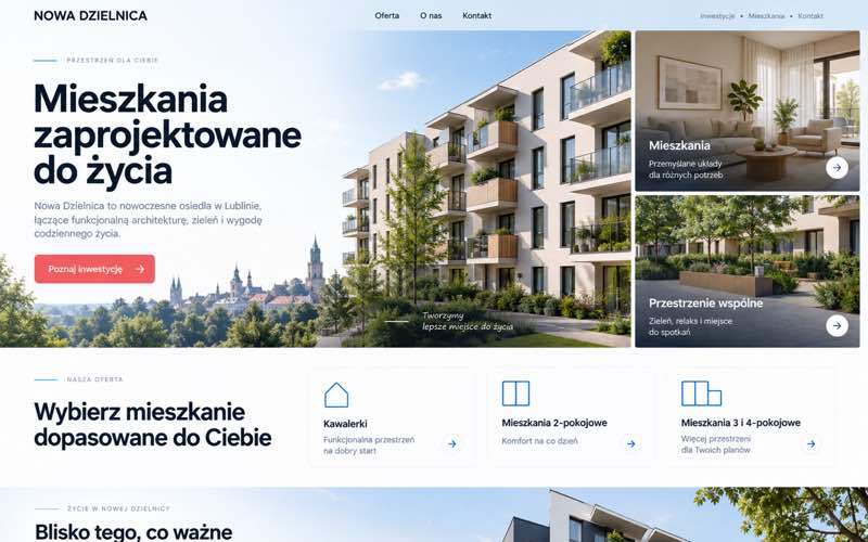 Przykładowy projekt strony dewelopera — modularna prezentacja oferty