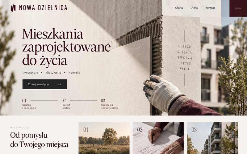 Koncepcja strony dewelopera — dokumentalny styl procesu i pracy