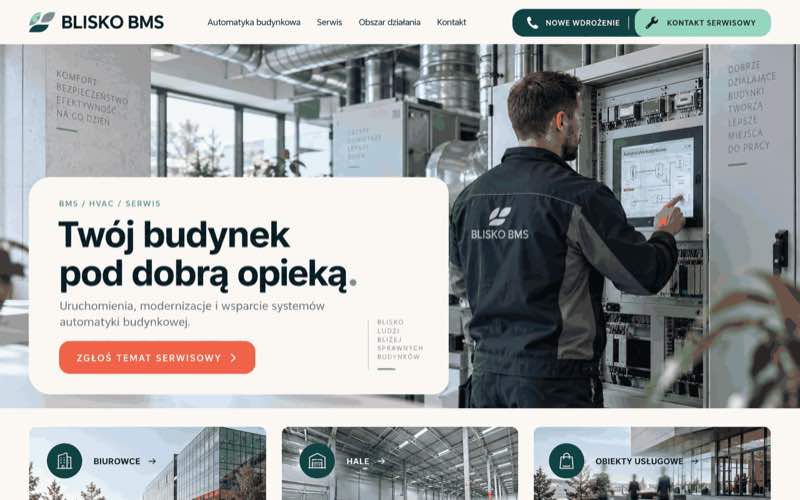 Przykładowy projekt przyjaznej strony serwisu automatyki budynkowej BMS