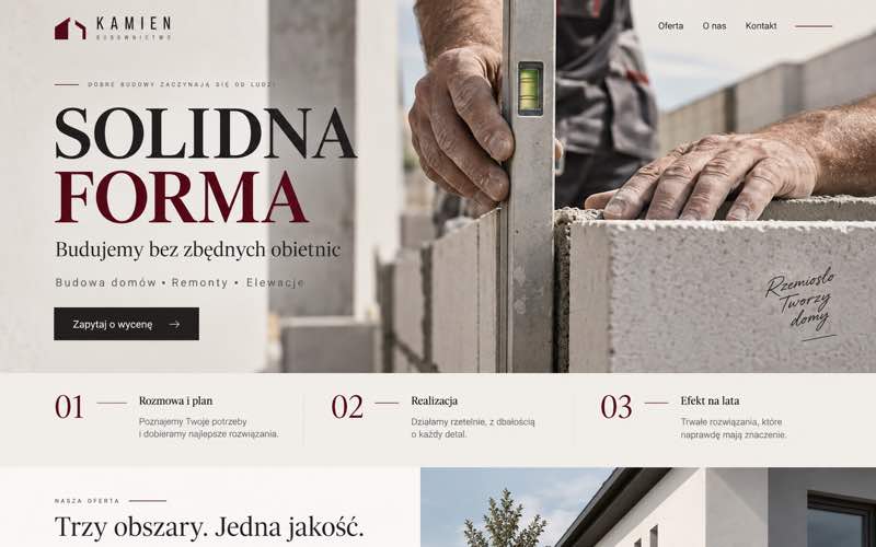 Przykładowy projekt strony firmy budowlanej — modularna prezentacja oferty