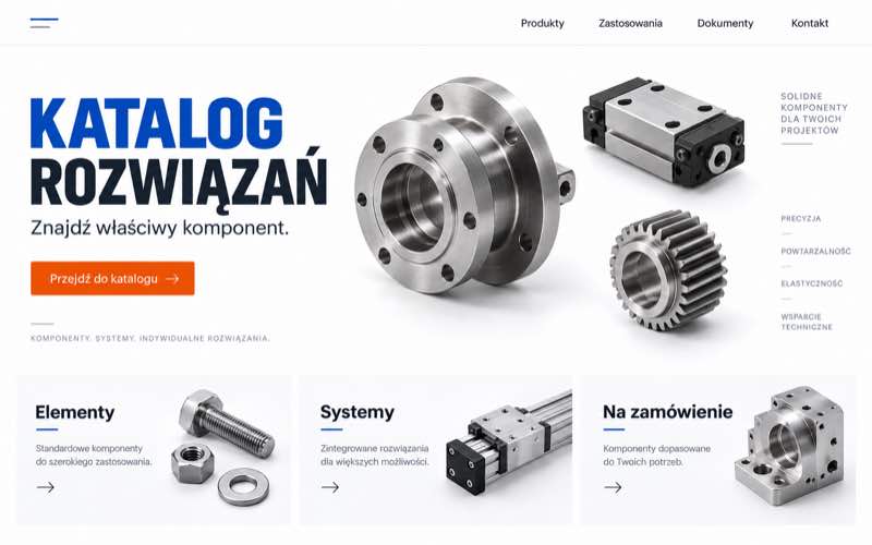 Przykładowy projekt strony firmy produkcyjnej — modularny katalog B2B