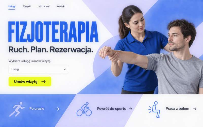 Koncepcja strony fizjoterapeuty w nowoczesnym, cyfrowym stylu