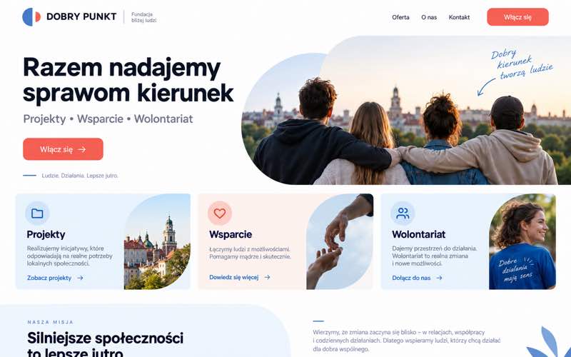 Koncepcja strony fundacji — dokumentalny styl procesu i pracy