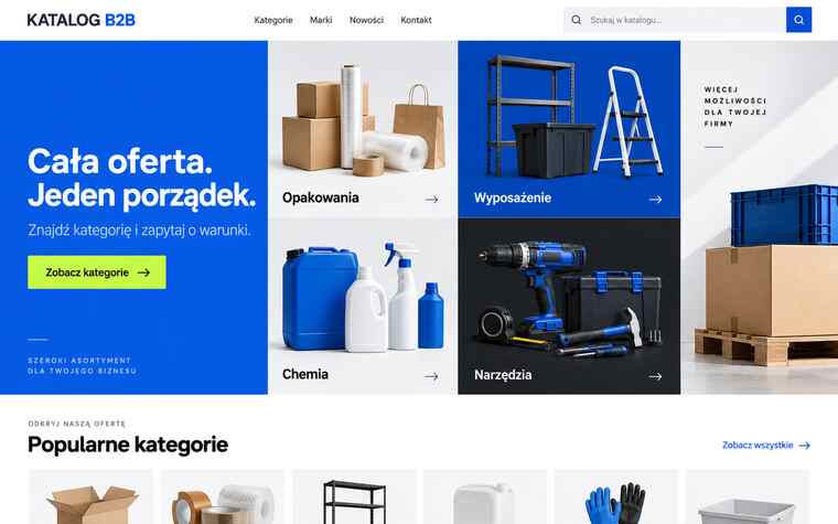 Przykładowy projekt strony hurtowni jako modularny katalog produktów
