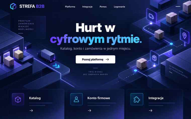 Koncepcja strony hurtowni w nowoczesnym cyfrowym stylu platformy B2B