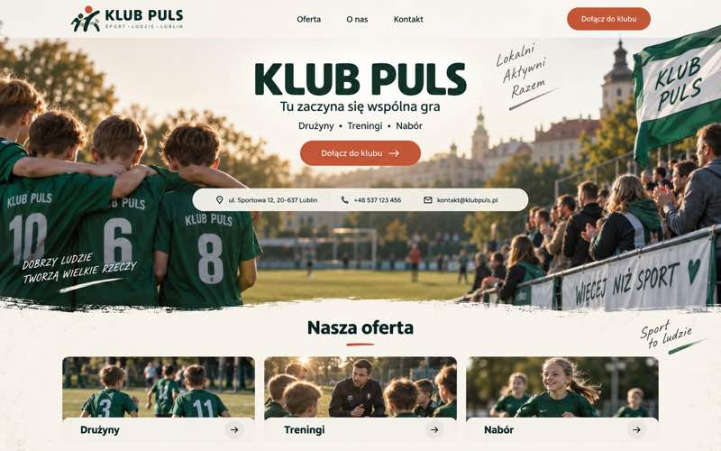 Koncepcja strony klubu sportowego — nowoczesny kierunek cyfrowy