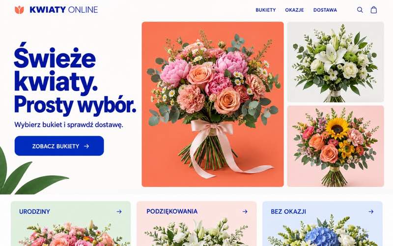 Przykładowy projekt nowoczesnego sklepu internetowego z kwiatami