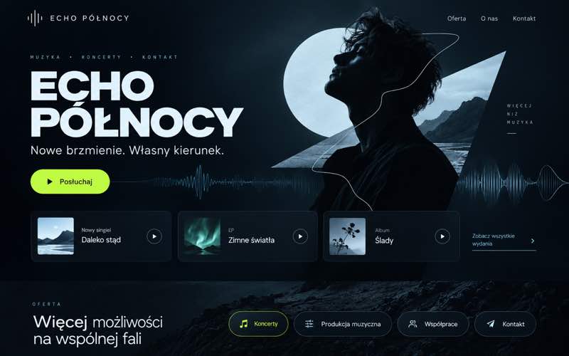 Koncepcja strony muzyka — nowoczesny kierunek cyfrowy