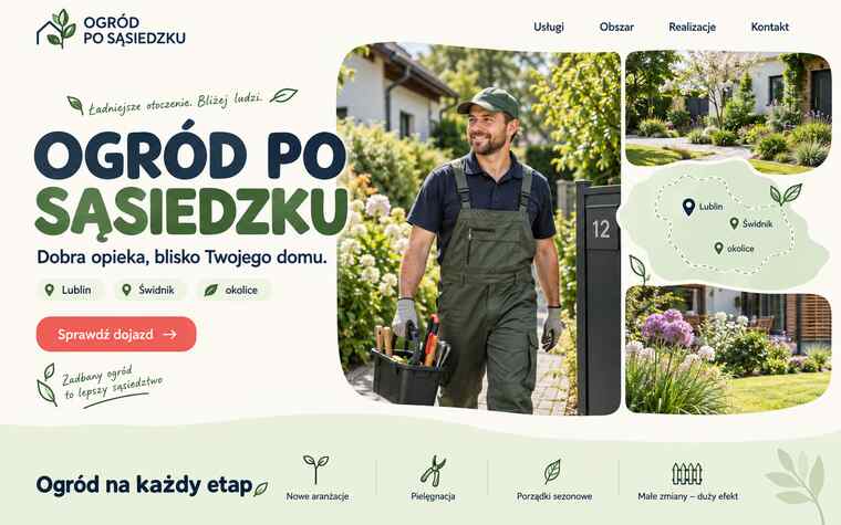 Przykładowy projekt lokalnej strony ogrodnika w przyjaznym stylu