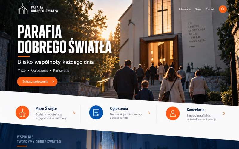Przykładowy projekt strony parafii — wyrazisty kierunek lidera kategorii