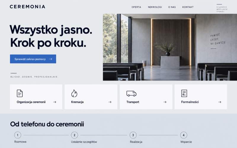 Przykładowy projekt strony zakładu pogrzebowego z modularną prezentacją usług