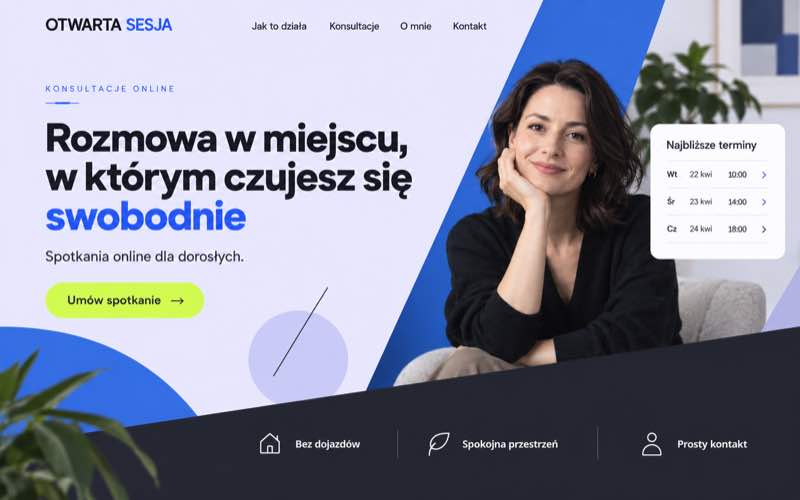 Koncepcja nowoczesnej strony psychologa z konsultacjami online