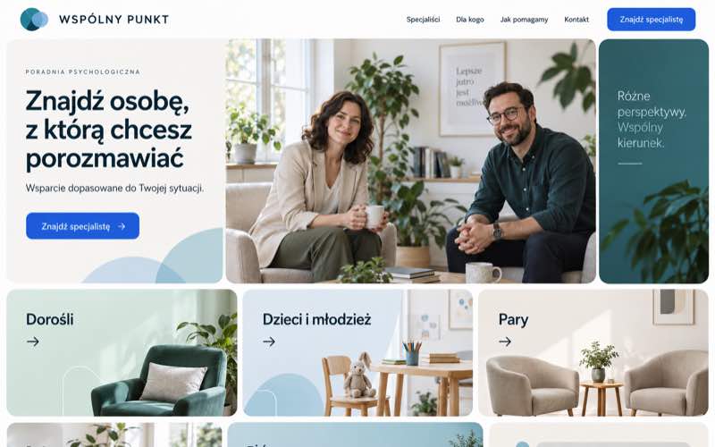 Przykładowy projekt strony poradni psychologicznej z modularną ofertą