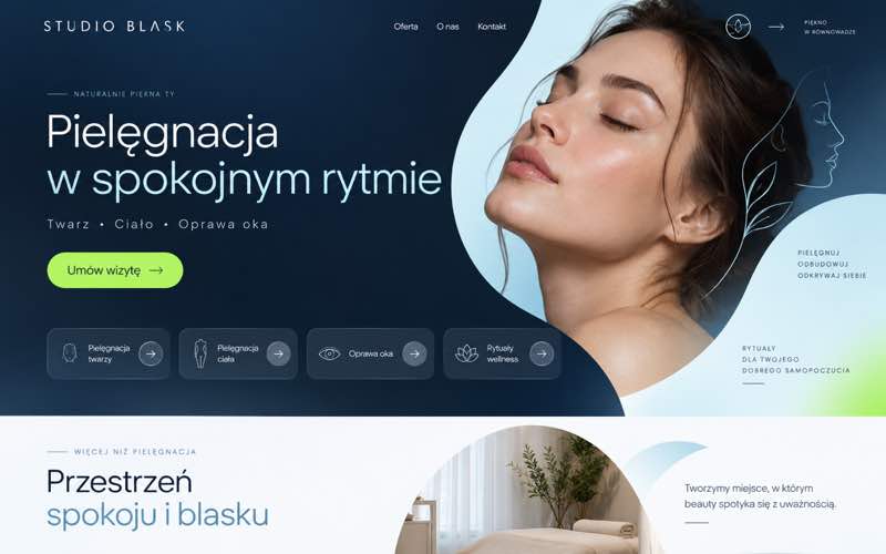 Koncepcja strony salonu kosmetycznego — nowoczesny kierunek cyfrowy