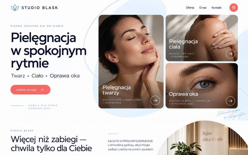 Przykładowy projekt strony salonu kosmetycznego — modularna prezentacja oferty