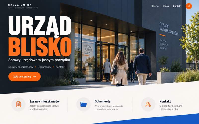 Przykładowy projekt strony urzędu — wyrazisty kierunek lidera kategorii