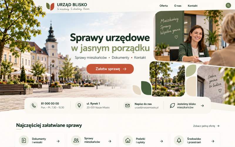 Przykładowy projekt strony urzędu — ciepły lokalny kierunek