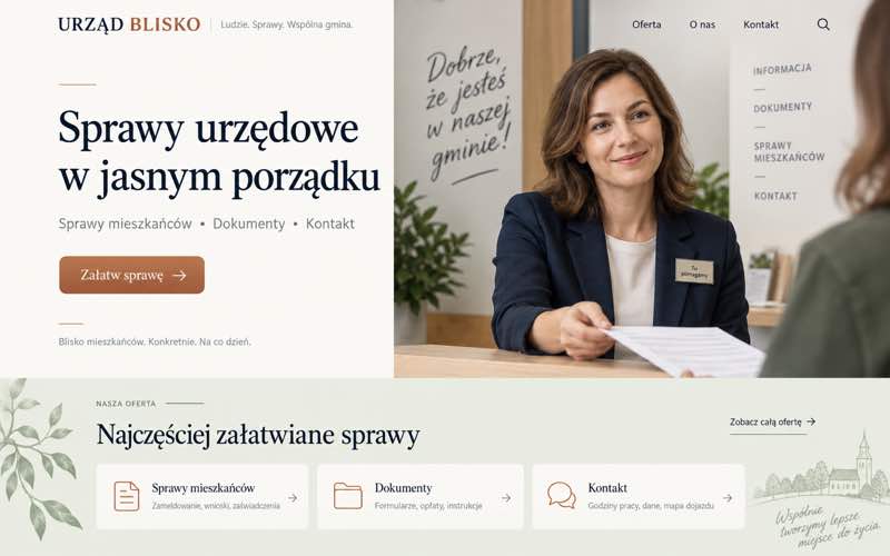 Koncepcja strony urzędu — spokojny styl osobistego eksperta